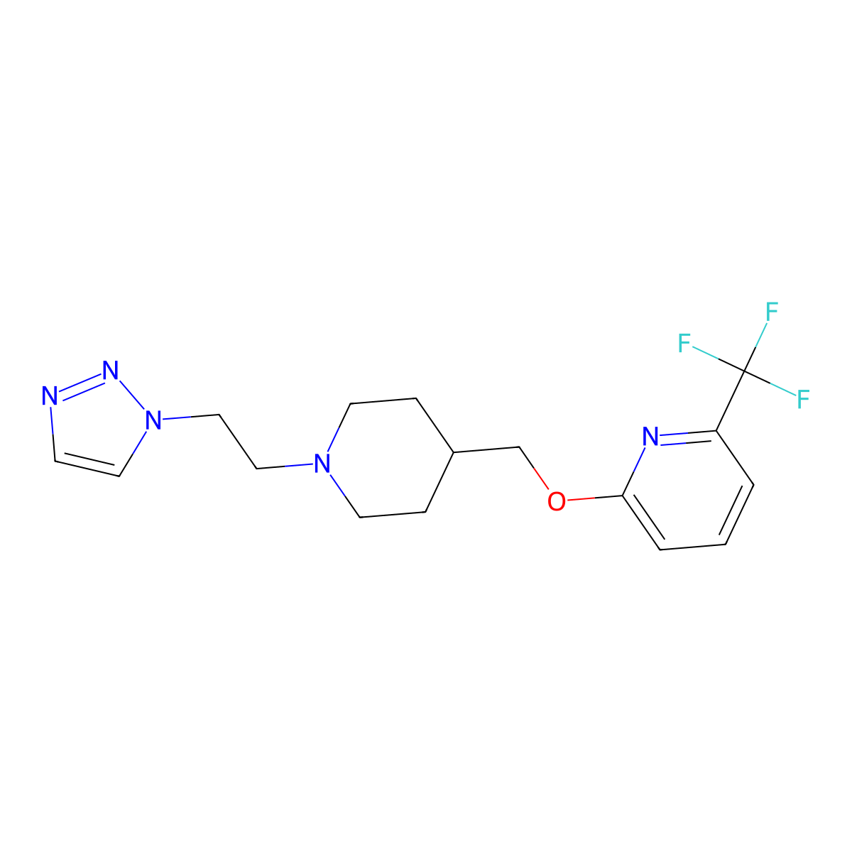 2-({1-[2-(1H-1,2,3-triazol-1-yl)ethyl]piperidin-4-yl}methoxy)-6-(trifluoromethyl)pyridine molecular structure, CAS 2198373-39-4