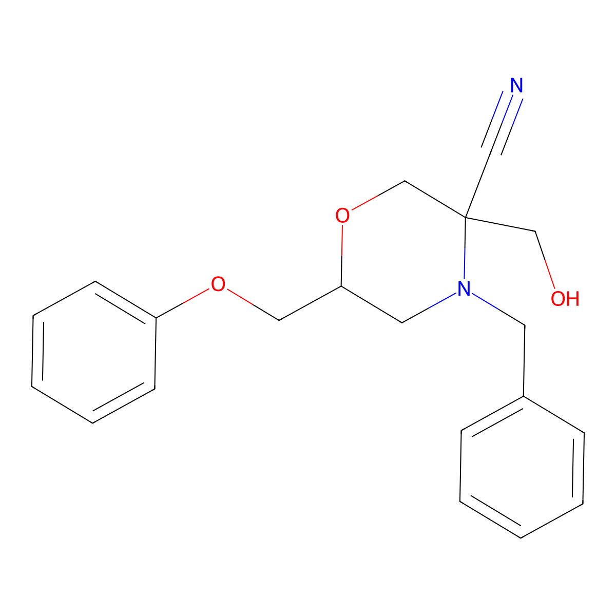(3R,6R)-4-benzyl-3-(hydroxymethyl)-6-(phenoxymethyl)morpholine-3-carbonitrile molecular structure, CAS 2198380-42-4