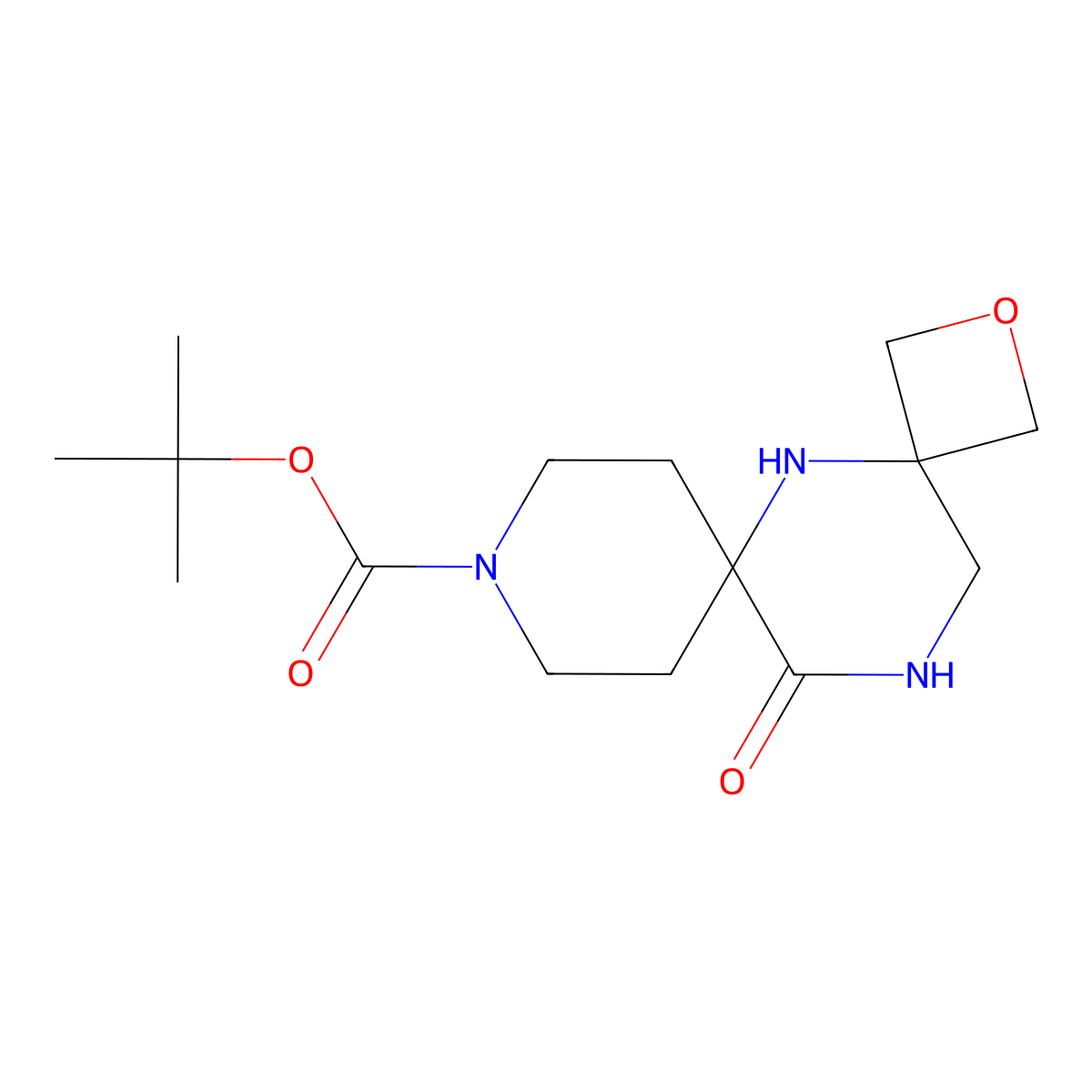 Tert-butyl 12-oxo-2-oxa-5,9,13-triazadispiro[3.1.56.34]tetradecane-9-carboxylate molecular structure, CAS 2198384-35-7