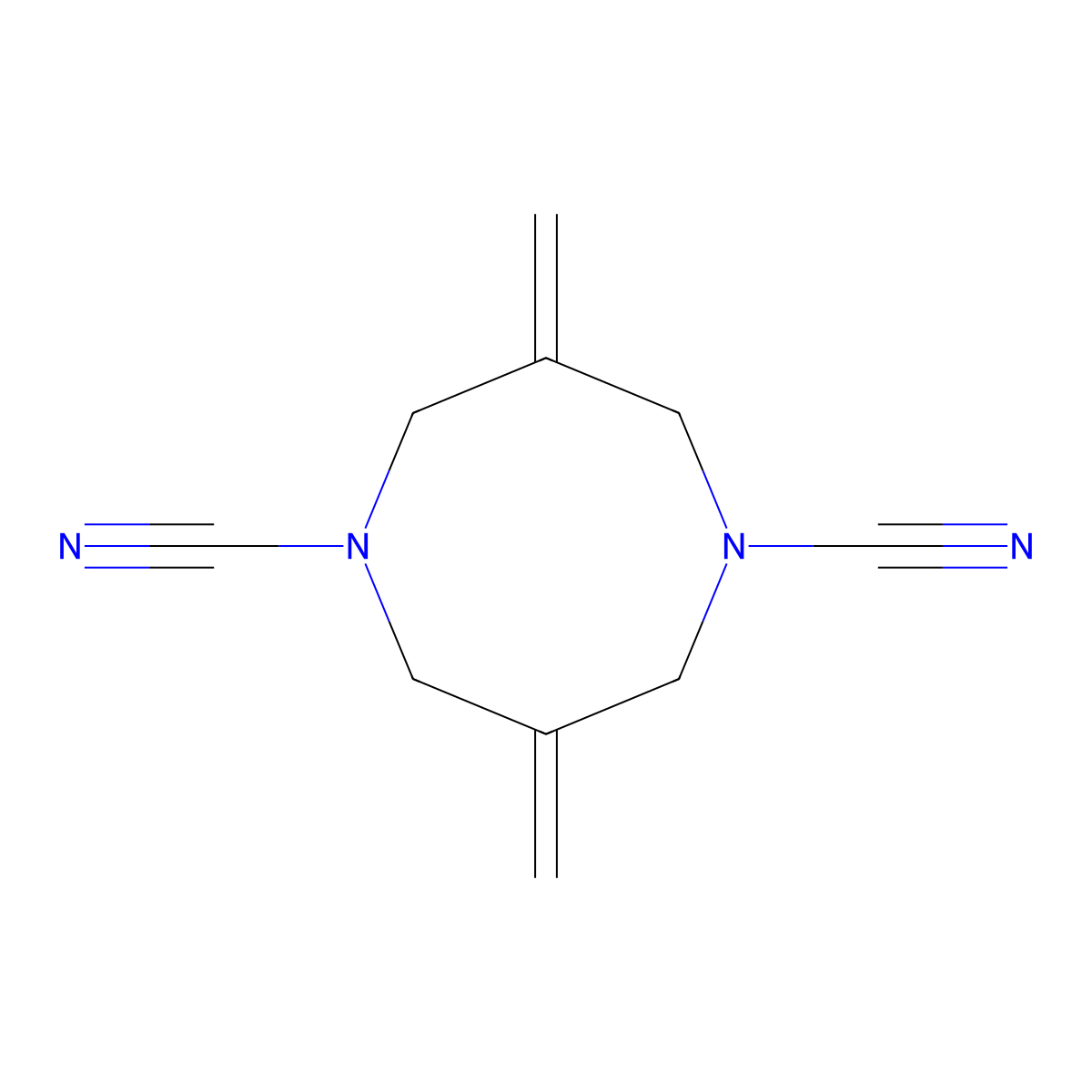 3,7-Dimethylidene-1,5-diazocane-1,5-dicarbonitrile molecular structure, CAS 219839-48-2