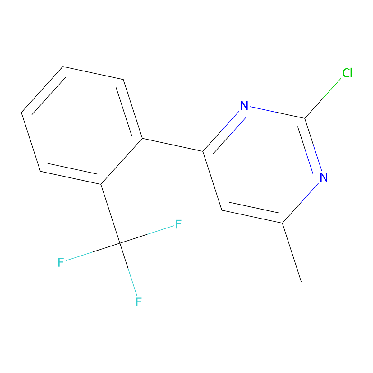 2-Chloro-6-(2-trifluoromethylphenyl)-4-methylpyrimidine molecular structure, CAS 219840-86-5