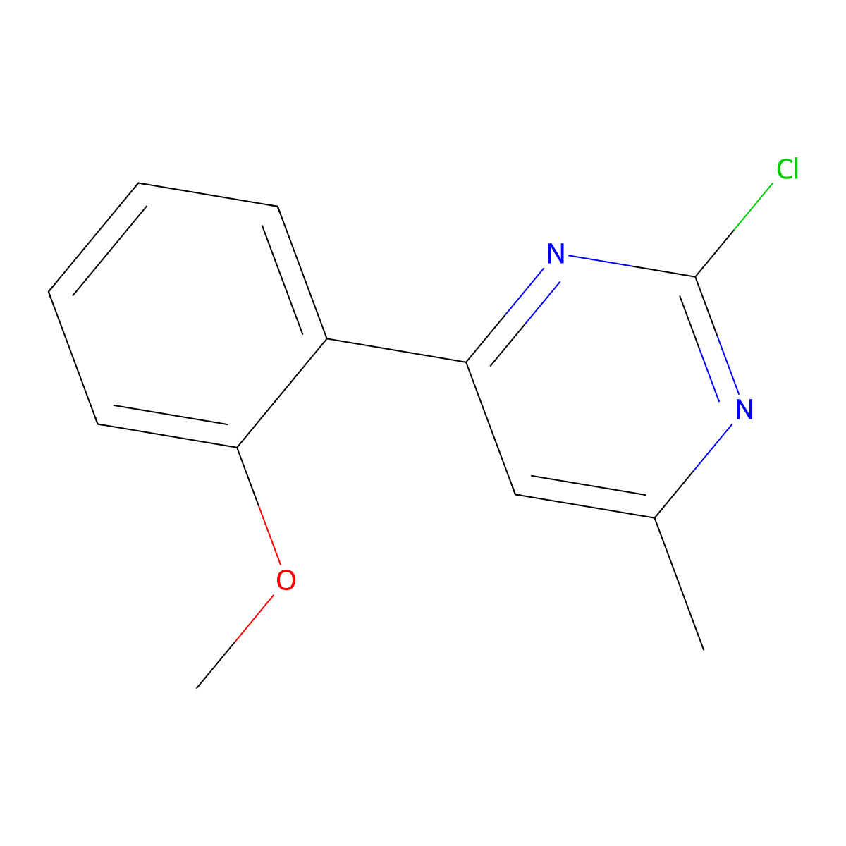 2-Chloro-4-(2-methoxy-phenyl)-6-methyl-pyrimidine molecular structure, CAS 219840-89-8