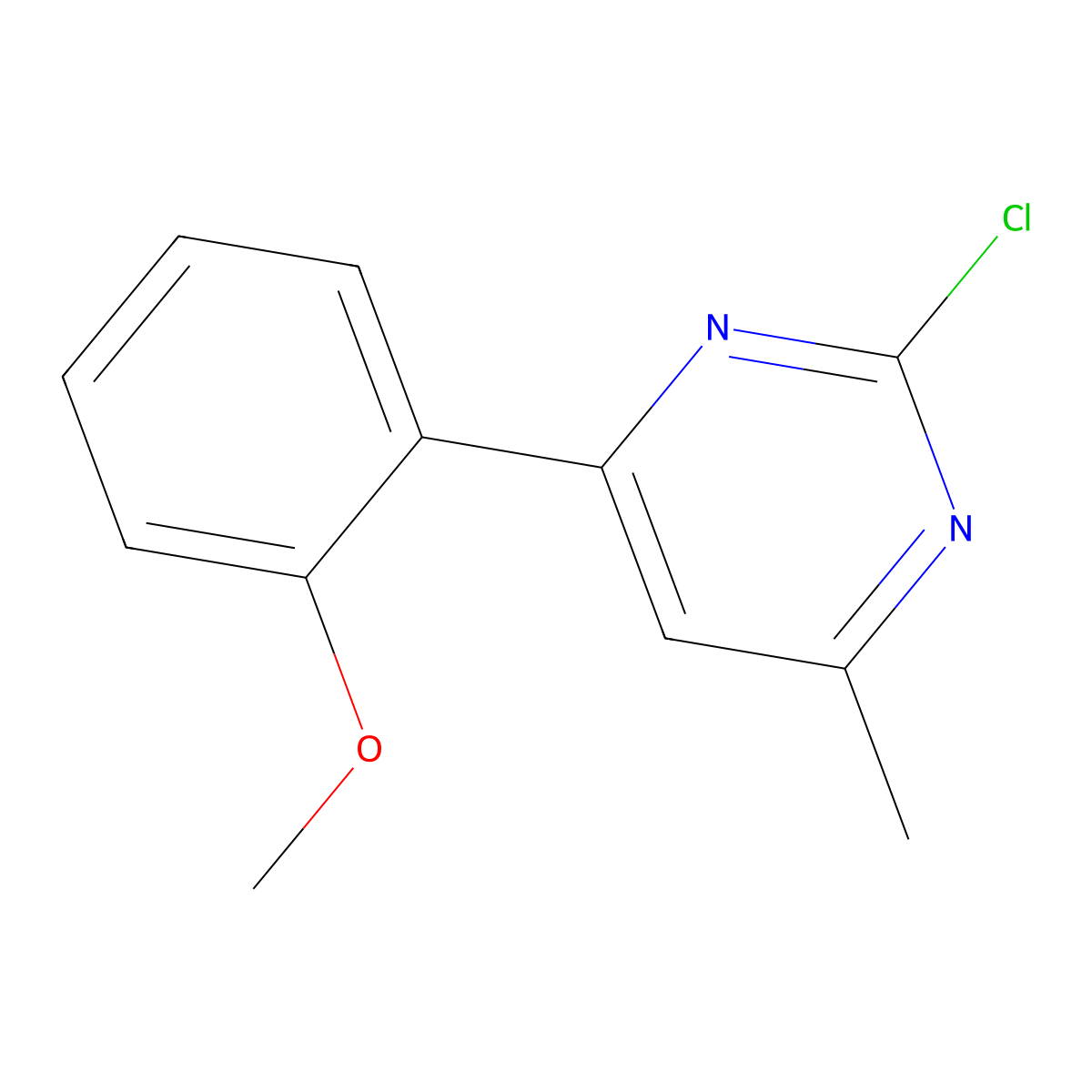 2-Chloro-4-(2-methoxy-phenyl)-6-methyl-pyrimidine molecular structure, CAS 219840-89-8