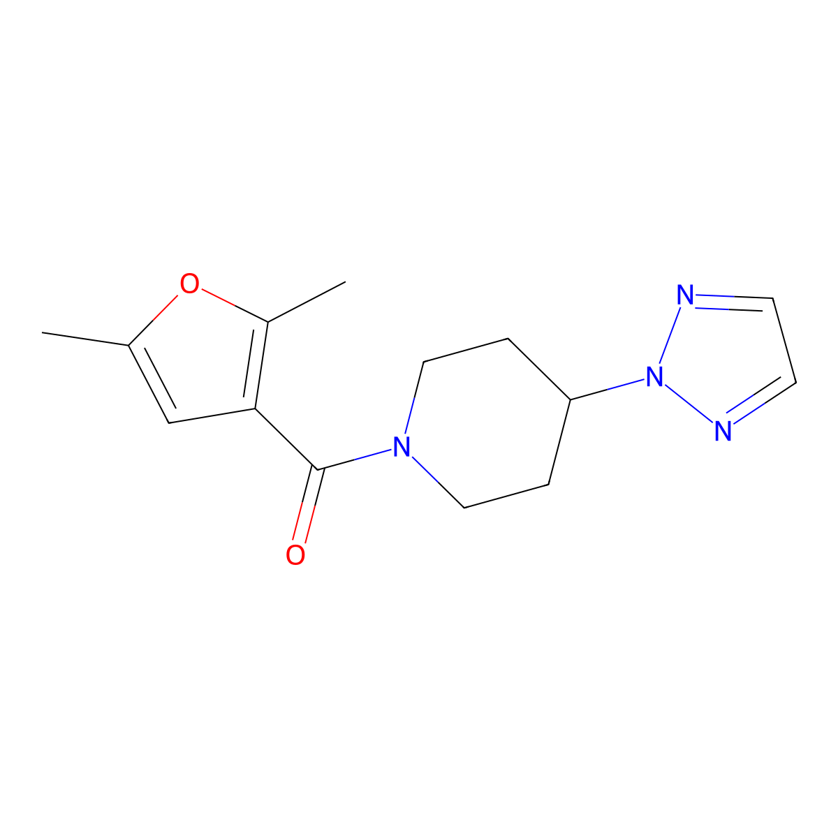 1-(2,5-dimethylfuran-3-carbonyl)-4-(2H-1,2,3-triazol-2-yl)piperidine molecular structure, CAS 2198402-44-5