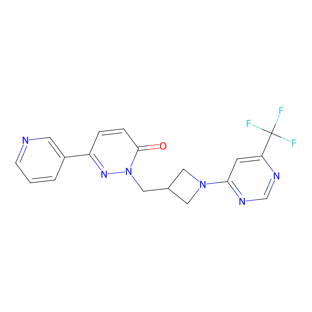 6-(Pyridin-3-yl)-2-({1-[6-(trifluoromethyl)pyrimidin-4-yl]azetidin-3-yl}methyl)-2,3-dihydropyridazin-3-one molecular structure, CAS 2198425-42-0