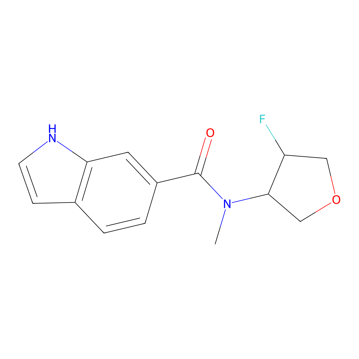 N-(4-fluorooxolan-3-yl)-N-methyl-1H-indole-6-carboxamide molecular structure, CAS 2198425-59-9
