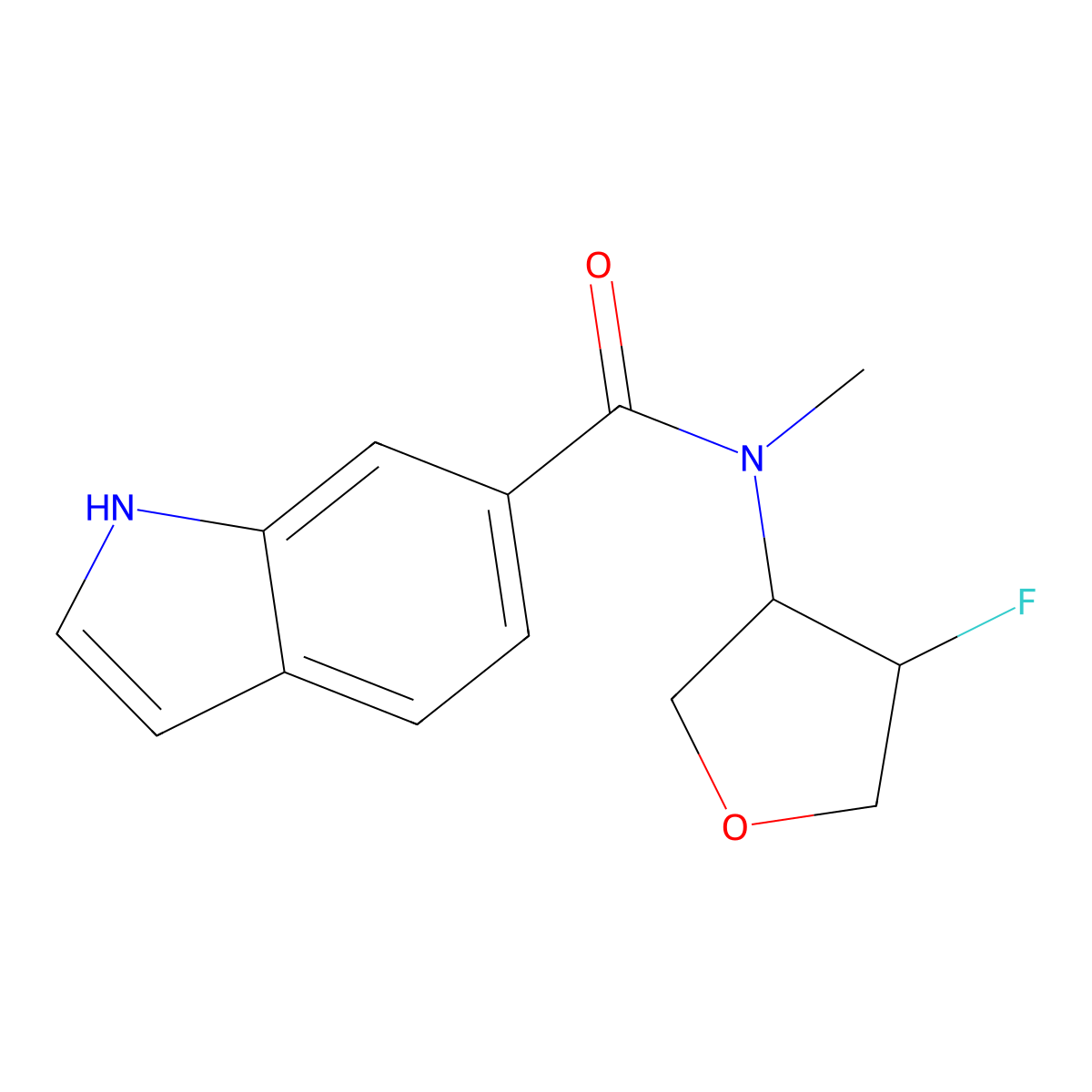 N-(4-fluorooxolan-3-yl)-N-methyl-1H-indole-6-carboxamide molecular structure, CAS 2198425-59-9