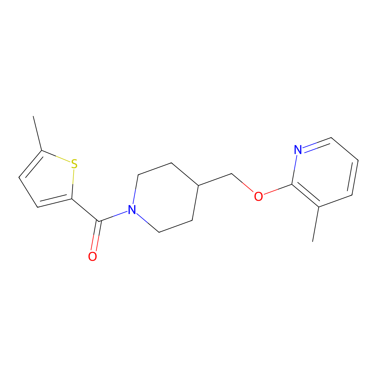3-Methyl-2-{[1-(5-methylthiophene-2-carbonyl)piperidin-4-yl]methoxy}pyridine molecular structure, CAS 2198426-76-3