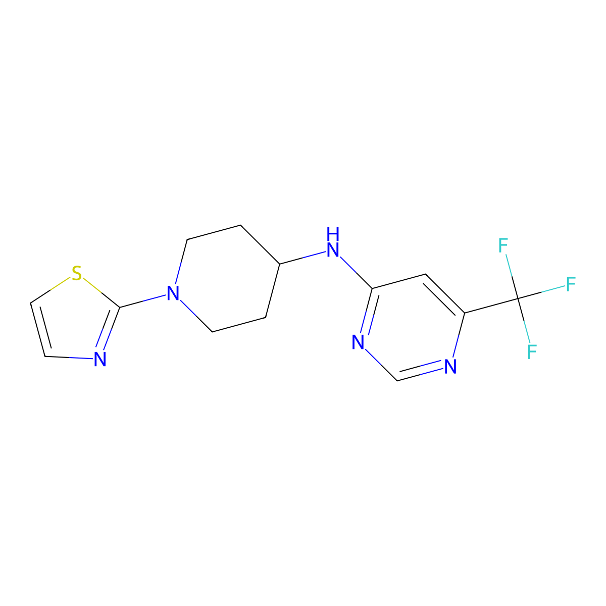 N-[1-(1,3-thiazol-2-yl)piperidin-4-yl]-6-(trifluoromethyl)pyrimidin-4-amine molecular structure, CAS 2198436-06-3