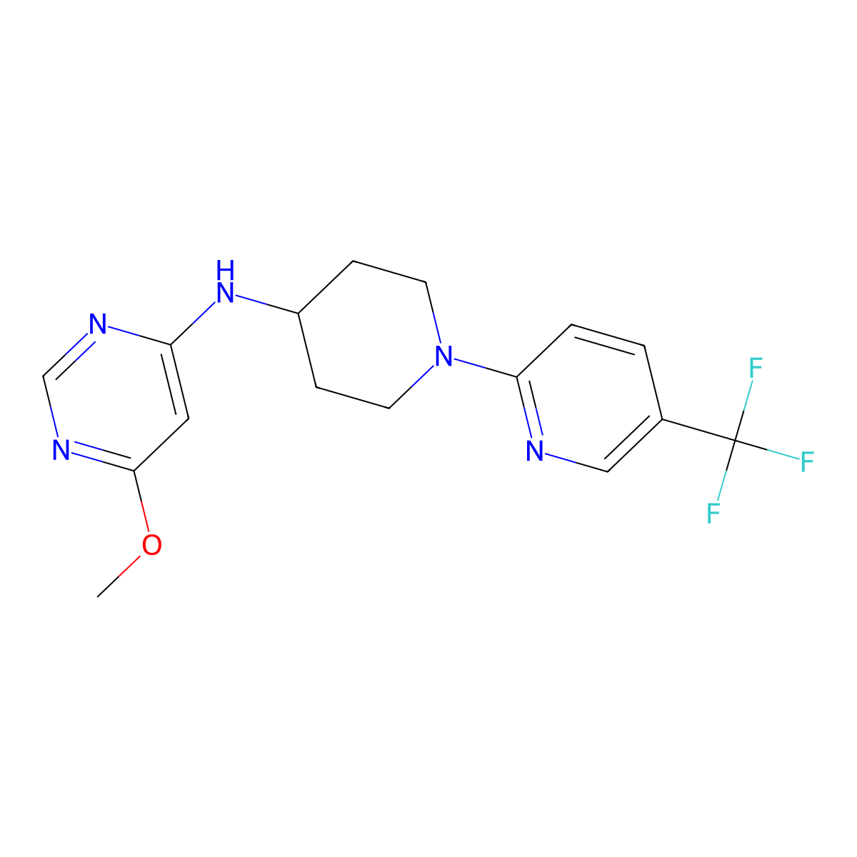 6-methoxy-N-{1-[5-(trifluoromethyl)pyridin-2-yl]piperidin-4-yl}pyrimidin-4-amine molecular structure, CAS 2198440-24-1