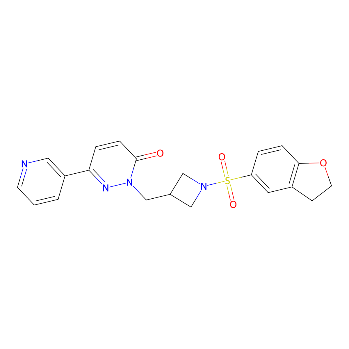 2-{[1-(2,3-Dihydro-1-benzofuran-5-sulfonyl)azetidin-3-yl]methyl}-6-(pyridin-3-yl)-2,3-dihydropyridazin-3-one molecular structure, CAS 2198441-12-0