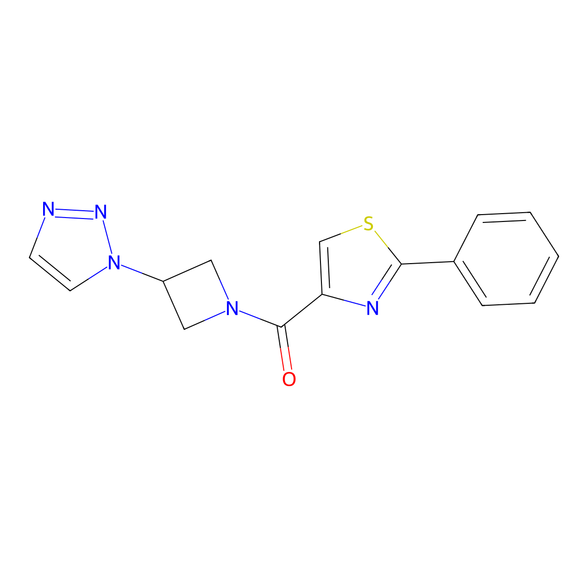 (3-(1H-1,2,3-triazol-1-yl)azetidin-1-yl)(2-phenylthiazol-4-yl)methanone molecular structure, CAS 2198443-47-7