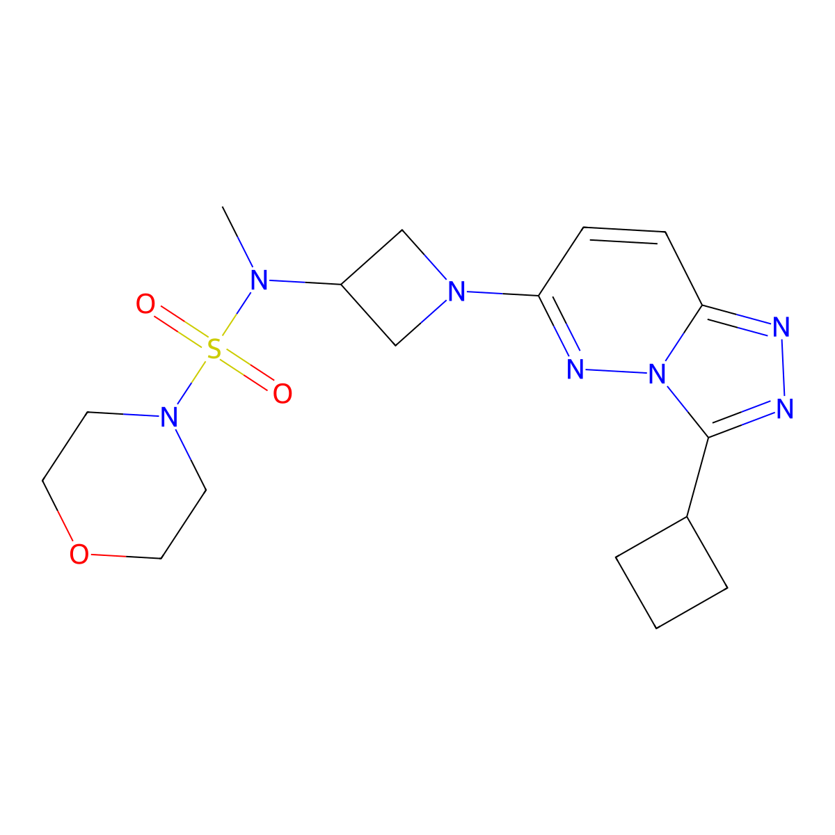 N-(1-{3-cyclobutyl-[1,2,4]triazolo[4,3-b]pyridazin-6-yl}azetidin-3-yl)-N-methylmorpholine-4-sulfonamide molecular structure, CAS 2198443-64-8