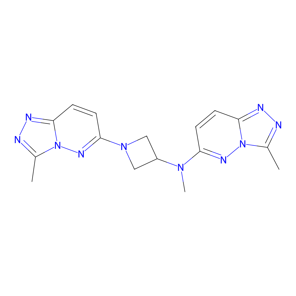 N-methyl-N,1-bis({3-methyl-[1,2,4]triazolo[4,3-b]pyridazin-6-yl})azetidin-3-amine molecular structure, CAS 2198443-89-7