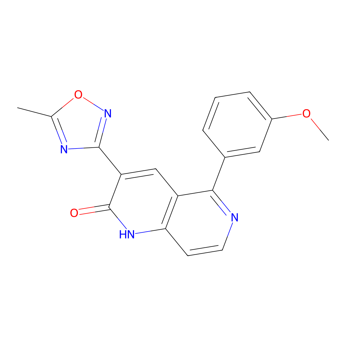 5-(3-Methoxyphenyl)-3-(5-methyl-1,2,4-oxadiazol-3-yl)-2-oxo-1,2-dihydro-1,6-naphthyridine molecular structure, CAS 219846-31-8