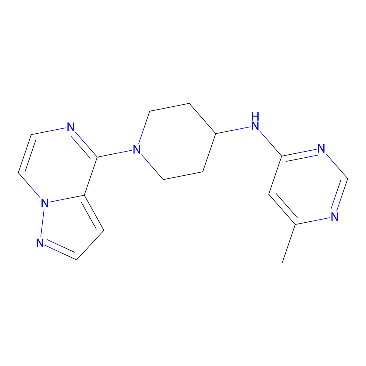 6-methyl-N-(1-{pyrazolo[1,5-a]pyrazin-4-yl}piperidin-4-yl)pyrimidin-4-amine molecular structure, CAS 2198470-41-4