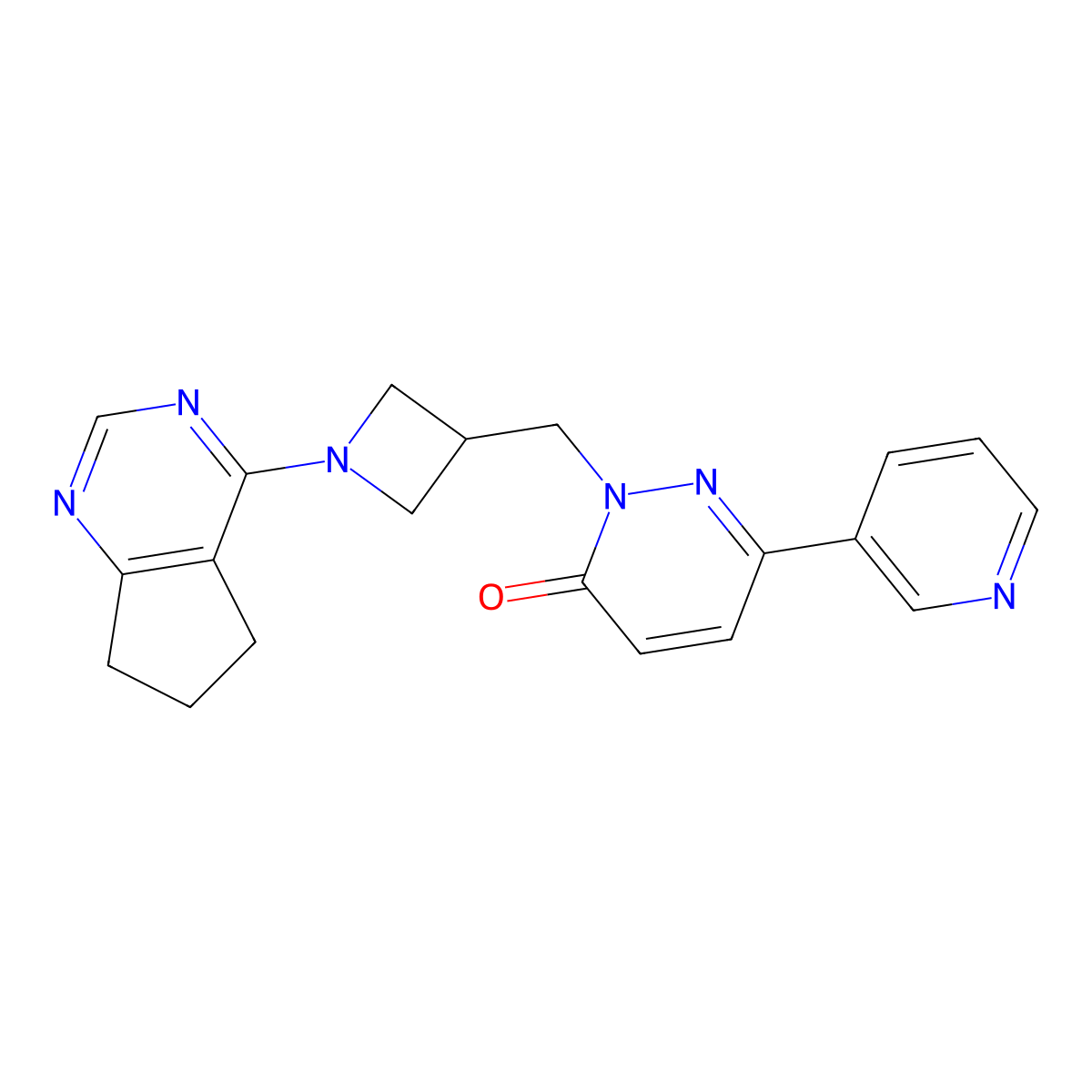 2-[(1-{5H,6H,7H-cyclopenta[d]pyrimidin-4-yl}azetidin-3-yl)methyl]-6-(pyridin-3-yl)-2,3-dihydropyridazin-3-one molecular structure, CAS 2198495-18-8