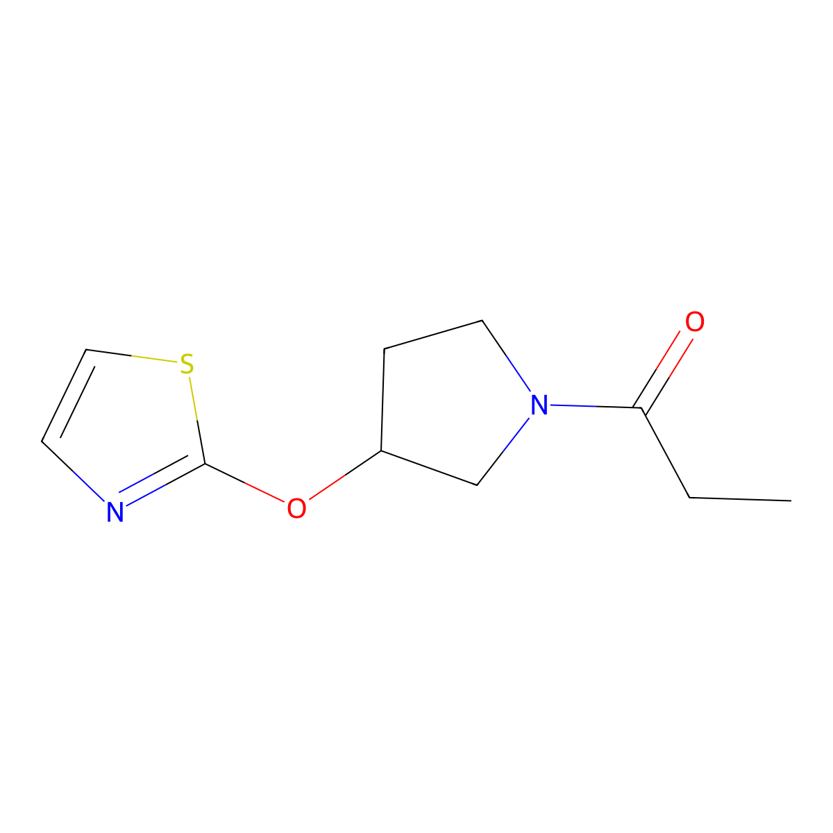 1-[3-(1,3-Thiazol-2-yloxy)pyrrolidin-1-yl]propan-1-one molecular structure, CAS 2198495-36-0