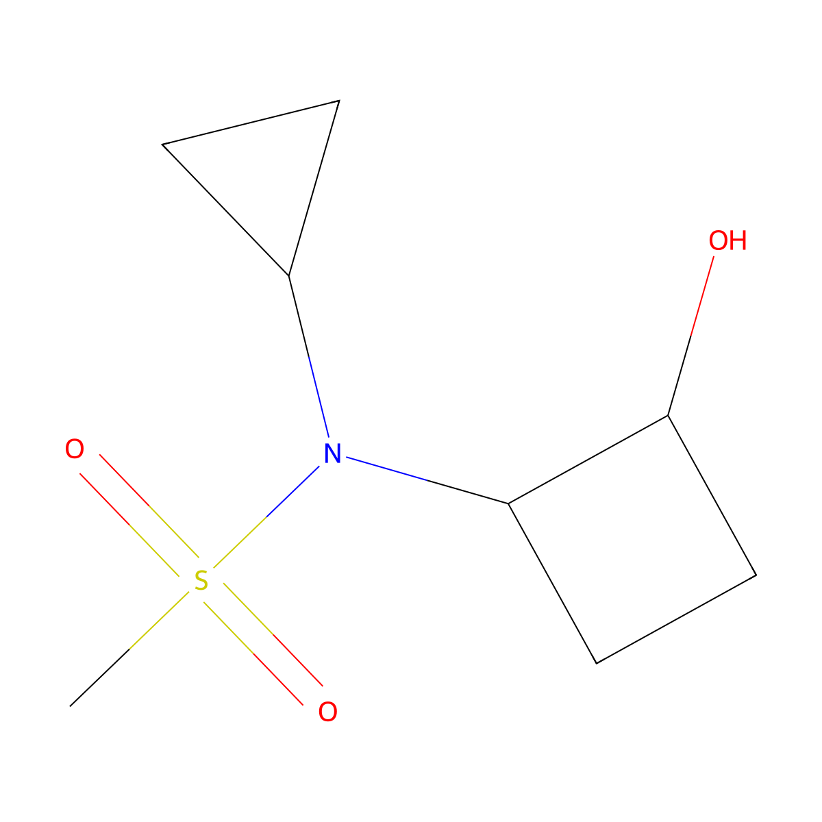 N-cyclopropyl-N-(2-hydroxycyclobutyl)methanesulfonamide molecular structure, CAS 2198500-84-2