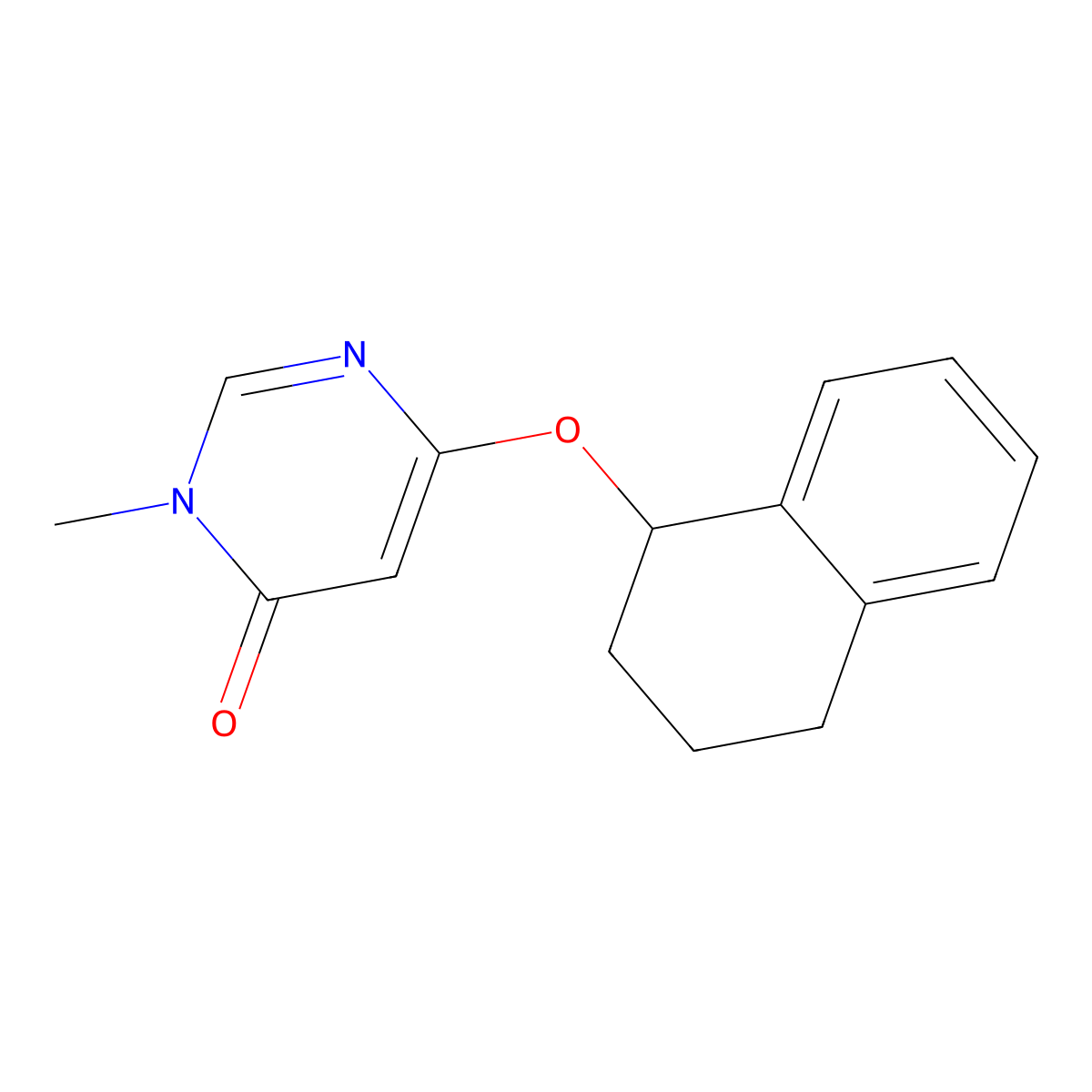 3-Methyl-6-(1,2,3,4-tetrahydronaphthalen-1-yloxy)-3,4-dihydropyrimidin-4-one molecular structure, CAS 2198504-46-8