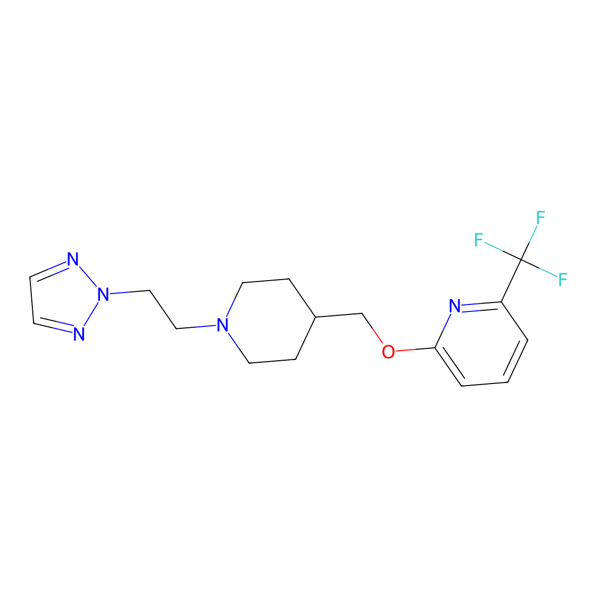2-({1-[2-(2H-1,2,3-triazol-2-yl)ethyl]piperidin-4-yl}methoxy)-6-(trifluoromethyl)pyridine molecular structure, CAS 2198506-81-7