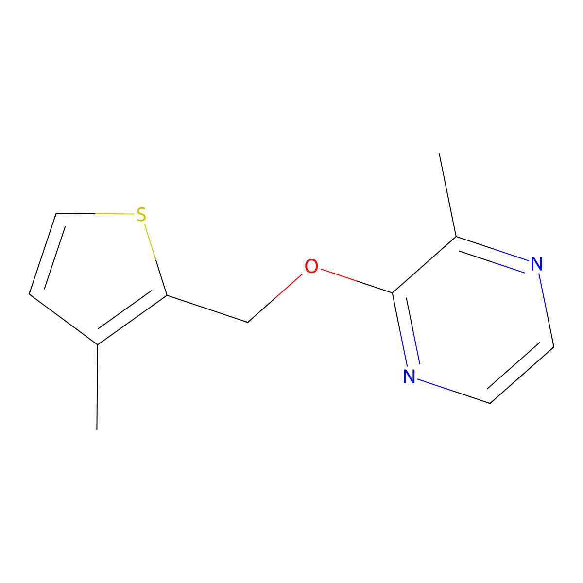 2-Methyl-3-[(3-methylthiophen-2-yl)methoxy]pyrazine molecular structure, CAS 2198508-65-3
