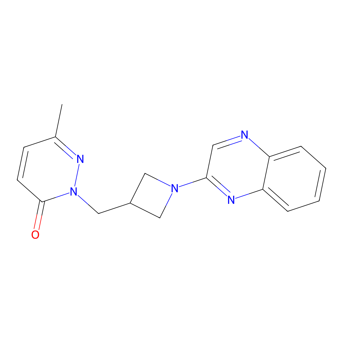 6-Methyl-2-{[1-(quinoxalin-2-yl)azetidin-3-yl]methyl}-2,3-dihydropyridazin-3-one molecular structure, CAS 2198509-35-0