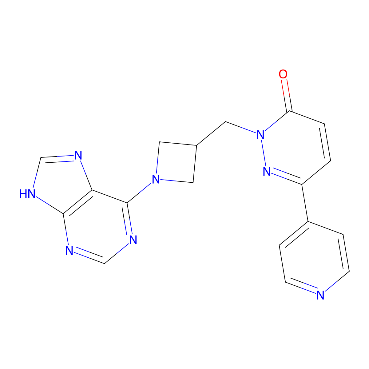 2-{[1-(9H-purin-6-yl)azetidin-3-yl]methyl}-6-(pyridin-4-yl)-2,3-dihydropyridazin-3-one molecular structure, CAS 2198510-45-9