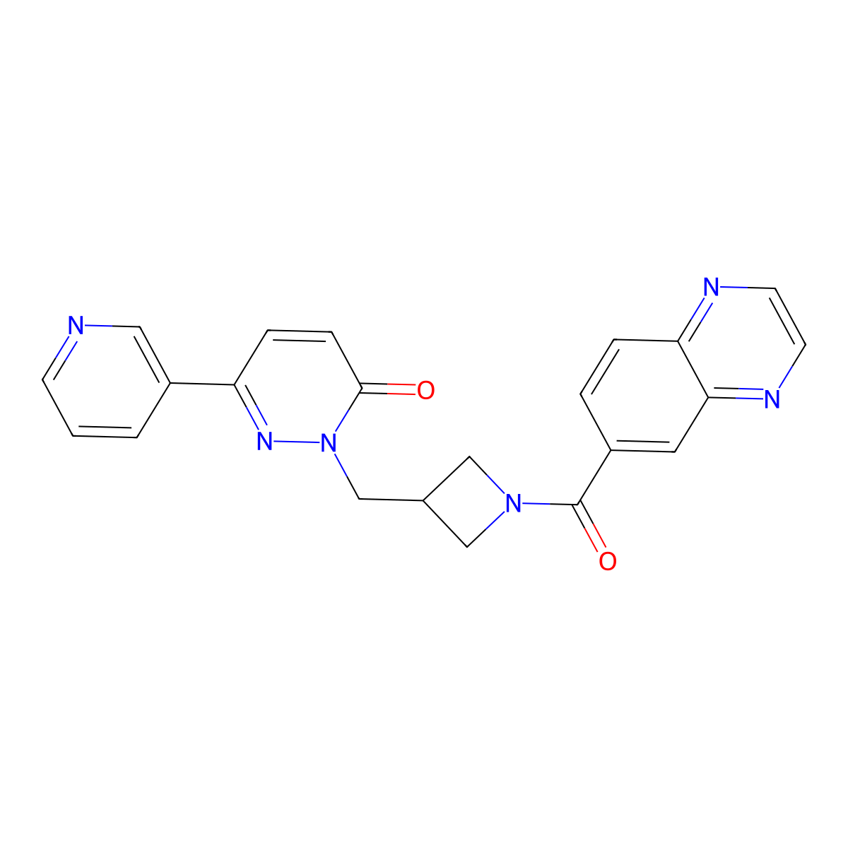 6-(Pyridin-3-yl)-2-{[1-(quinoxaline-6-carbonyl)azetidin-3-yl]methyl}-2,3-dihydropyridazin-3-one molecular structure, CAS 2198510-73-3