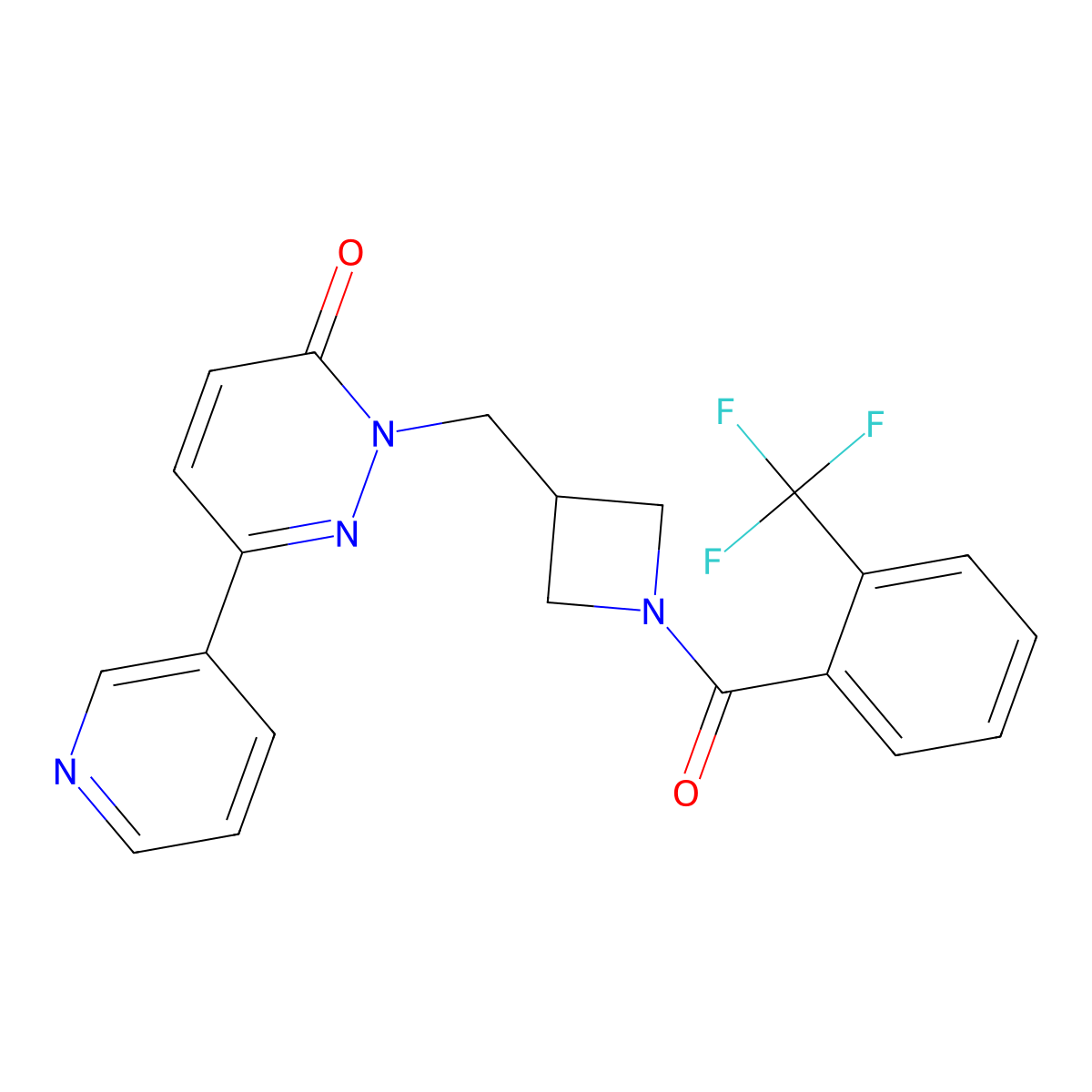 6-(Pyridin-3-yl)-2-({1-[2-(trifluoromethyl)benzoyl]azetidin-3-yl}methyl)-2,3-dihydropyridazin-3-one molecular structure, CAS 2198542-59-3