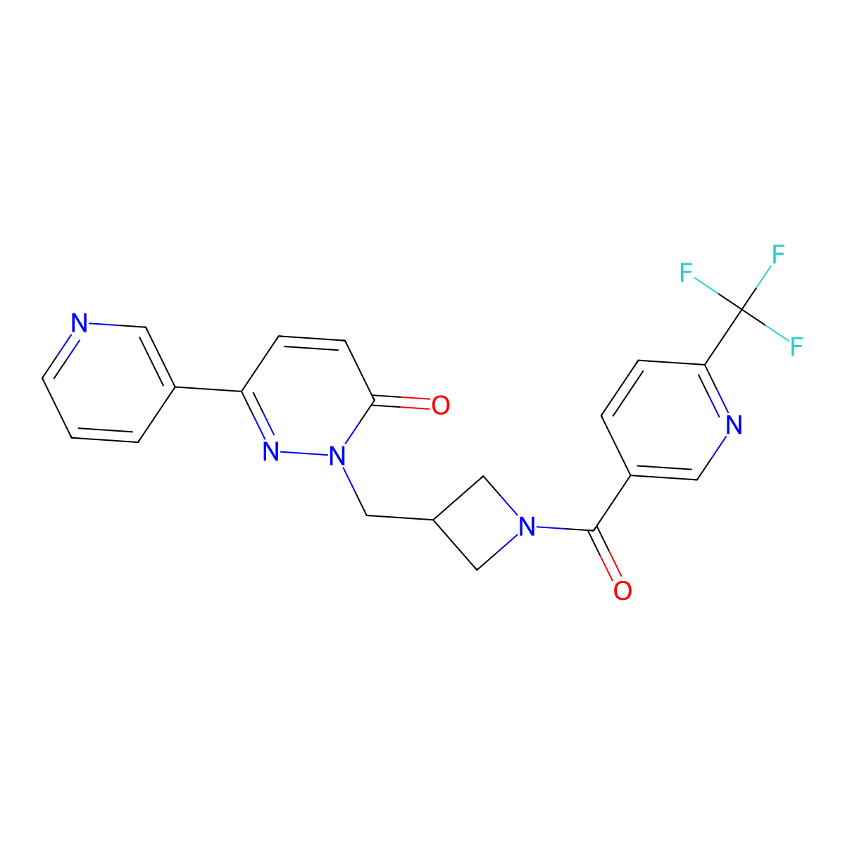 6-(Pyridin-3-yl)-2-({1-[6-(trifluoromethyl)pyridine-3-carbonyl]azetidin-3-yl}methyl)-2,3-dihydropyridazin-3-one molecular structure, CAS 2198568-70-4