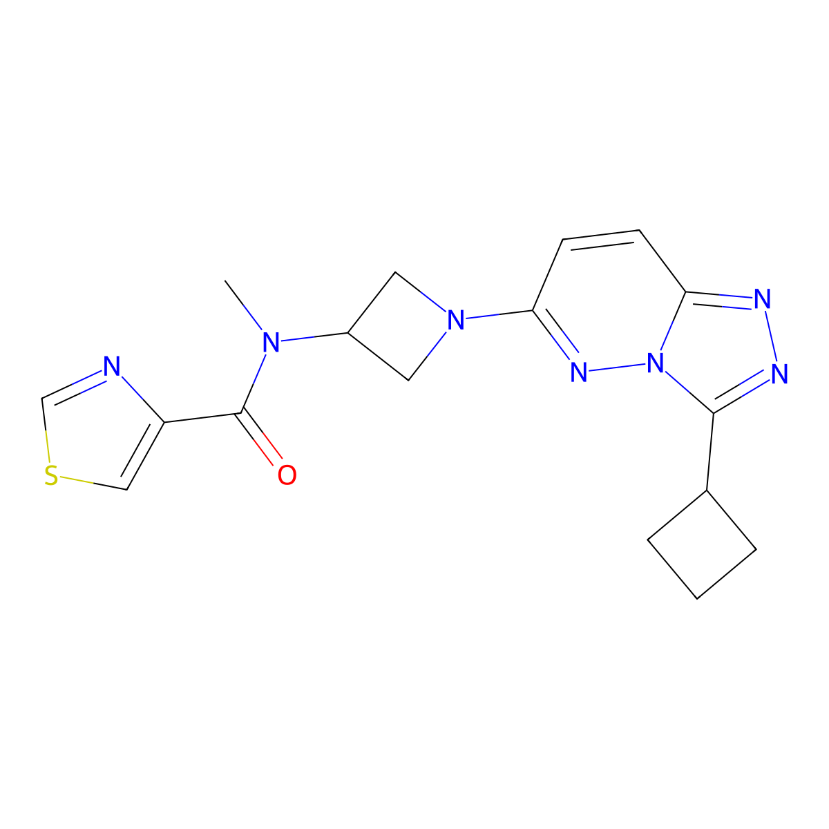 N-(1-{3-cyclobutyl-[1,2,4]triazolo[4,3-b]pyridazin-6-yl}azetidin-3-yl)-N-methyl-1,3-thiazole-4-carboxamide molecular structure, CAS 2198571-02-5