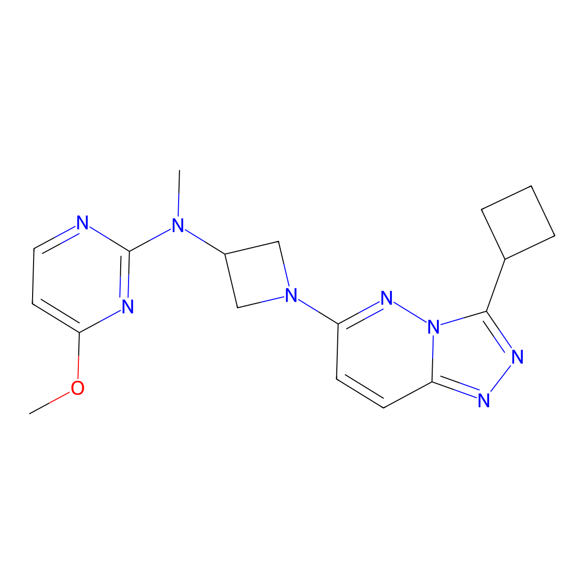 N-(1-{3-cyclobutyl-[1,2,4]triazolo[4,3-b]pyridazin-6-yl}azetidin-3-yl)-4-methoxy-N-methylpyrimidin-2-amine molecular structure, CAS 2198573-05-4