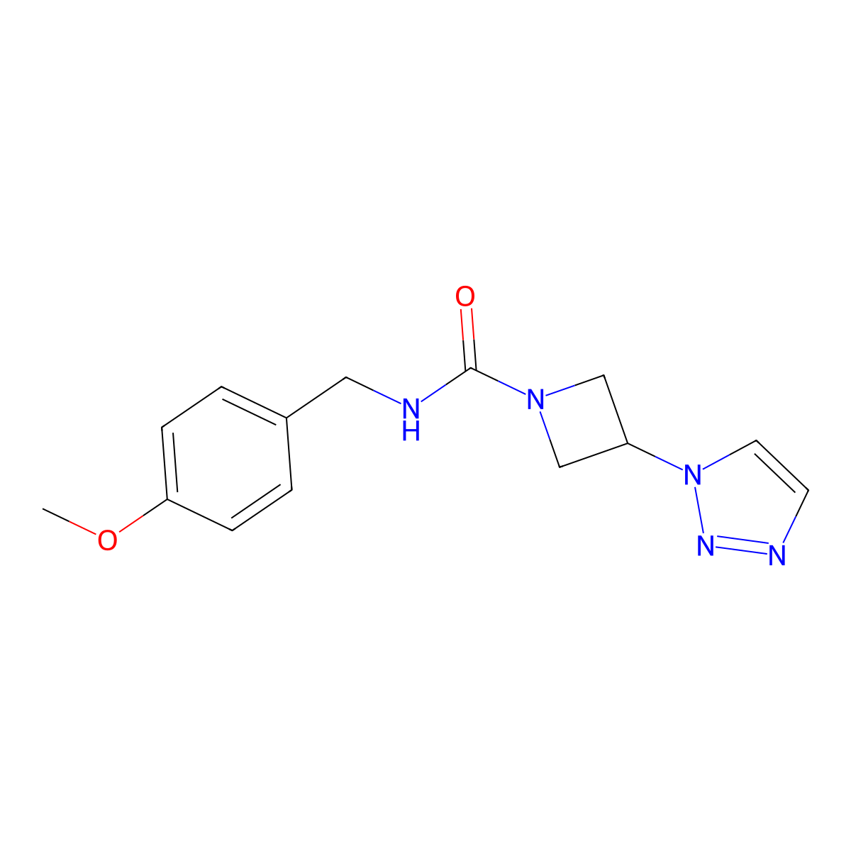 N-(4-methoxybenzyl)-3-(1H-1,2,3-triazol-1-yl)azetidine-1-carboxamide molecular structure, CAS 2198573-30-5