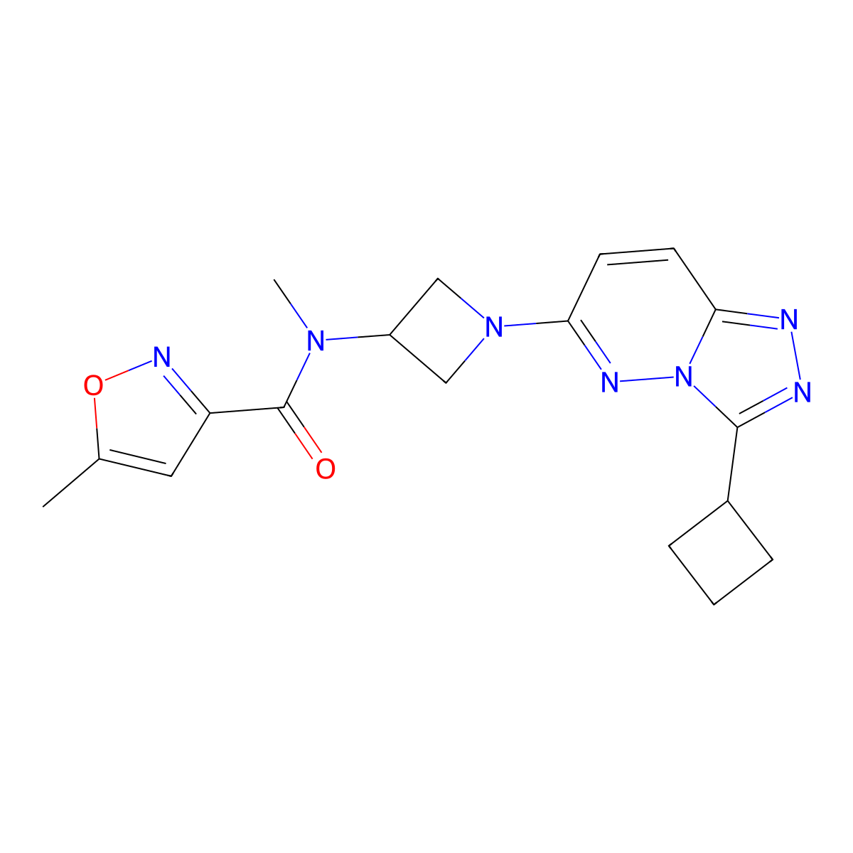 N-(1-{3-cyclobutyl-[1,2,4]triazolo[4,3-b]pyridazin-6-yl}azetidin-3-yl)-N,5-dimethyl-1,2-oxazole-3-carboxamide molecular structure, CAS 2198573-35-0