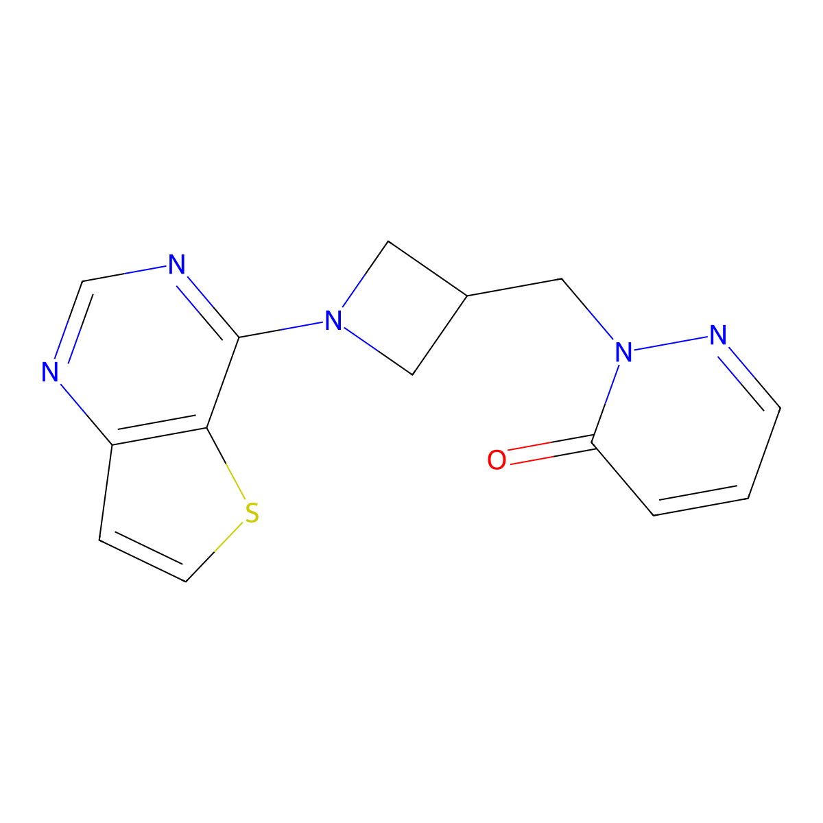 2-[(1-{Thieno[3,2-d]pyrimidin-4-yl}azetidin-3-yl)methyl]-2,3-dihydropyridazin-3-one molecular structure, CAS 2198576-36-0