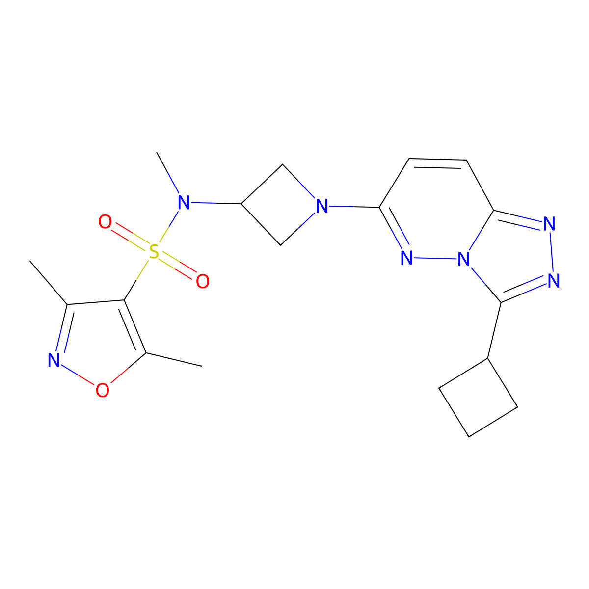N-(1-{3-cyclobutyl-[1,2,4]triazolo[4,3-b]pyridazin-6-yl}azetidin-3-yl)-N,3,5-trimethyl-1,2-oxazole-4-sulfonamide molecular structure, CAS 2198581-89-2