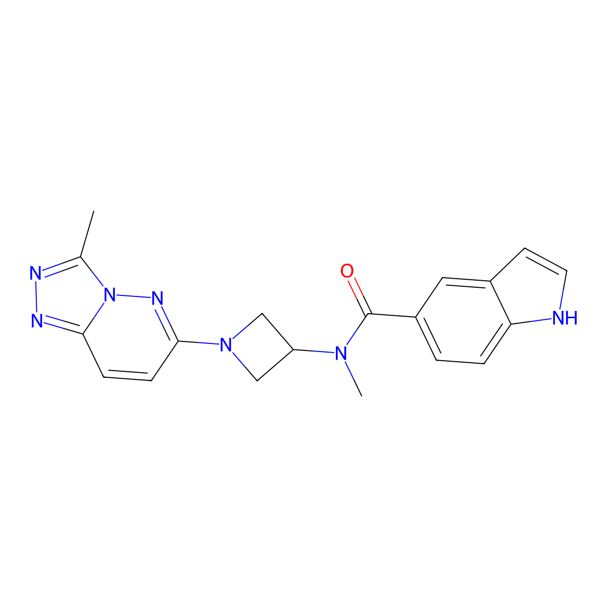 N-methyl-N-(1-{3-methyl-[1,2,4]triazolo[4,3-b]pyridazin-6-yl}azetidin-3-yl)-1H-indole-5-carboxamide molecular structure, CAS 2198582-72-6