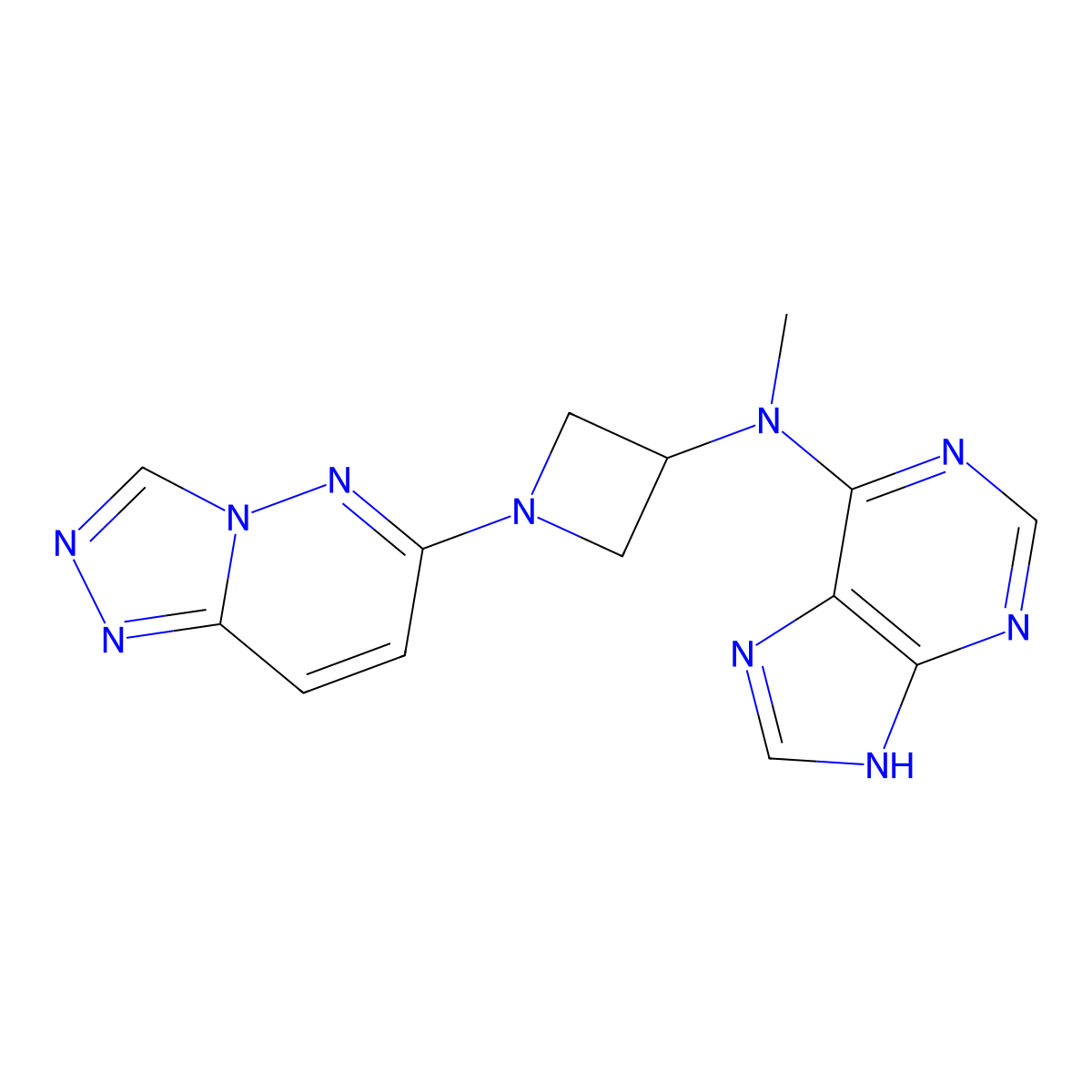 N-methyl-N-(1-{[1,2,4]triazolo[4,3-b]pyridazin-6-yl}azetidin-3-yl)-9H-purin-6-amine molecular structure, CAS 2198583-22-9
