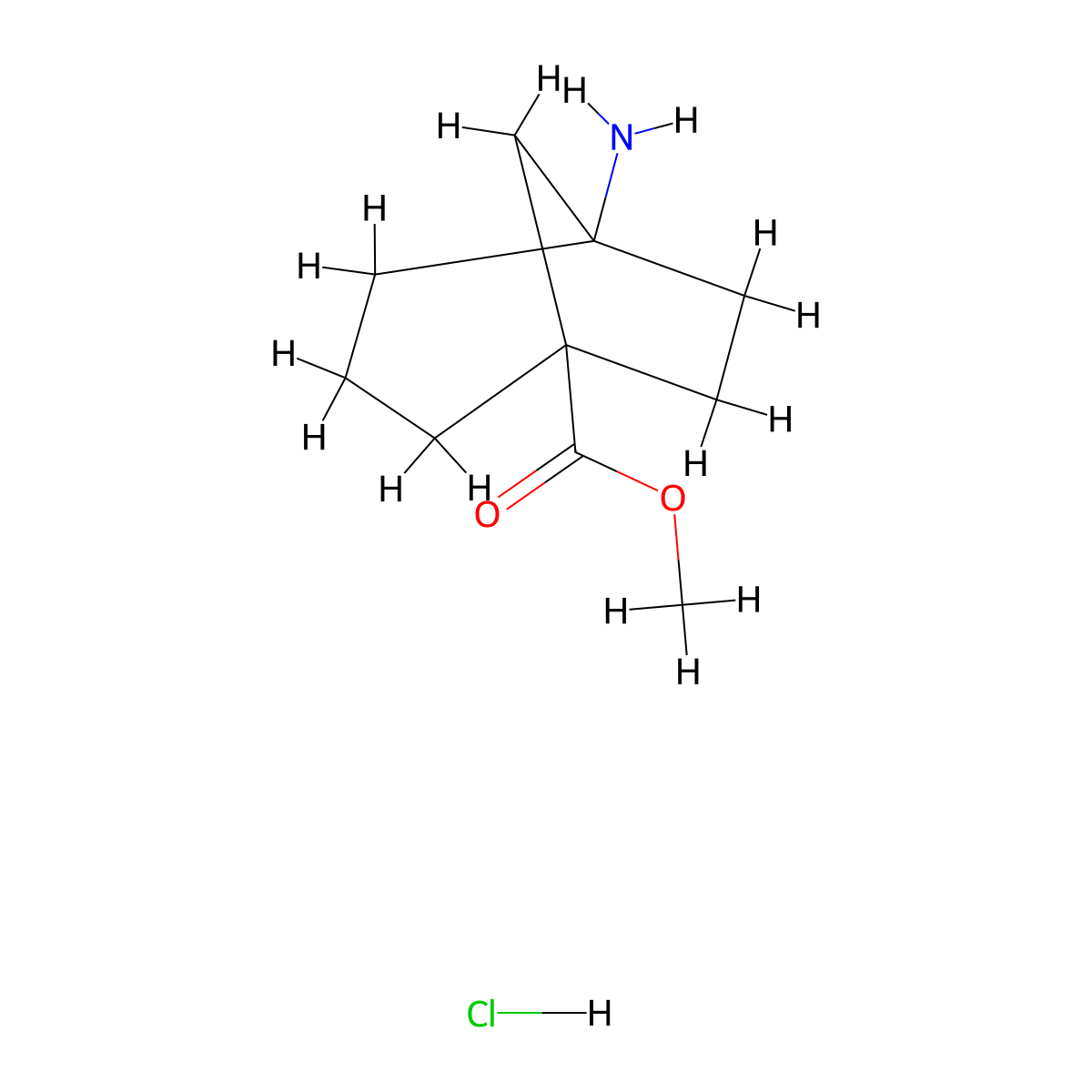 Methyl 5-aminobicyclo(3.2.1)octane-1-carboxylate hydrochloride molecular structure, CAS 2198585-33-8