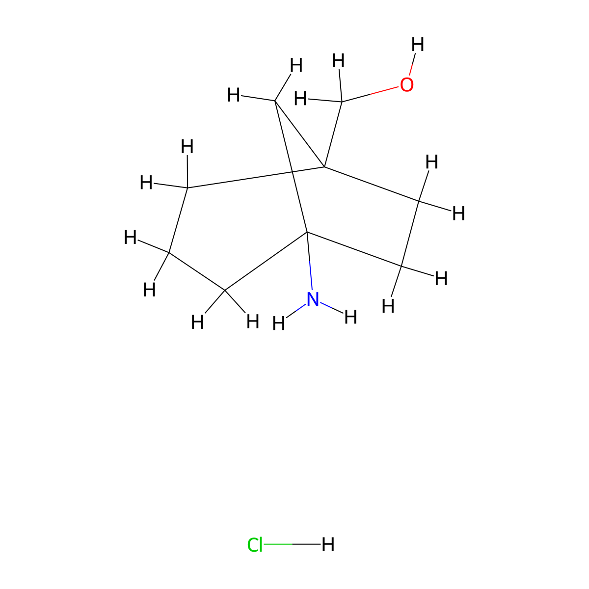 (5-Aminobicyclo[3.2.1]octan-1-yl)methanol hydrochloride molecular structure, CAS 2198585-35-0