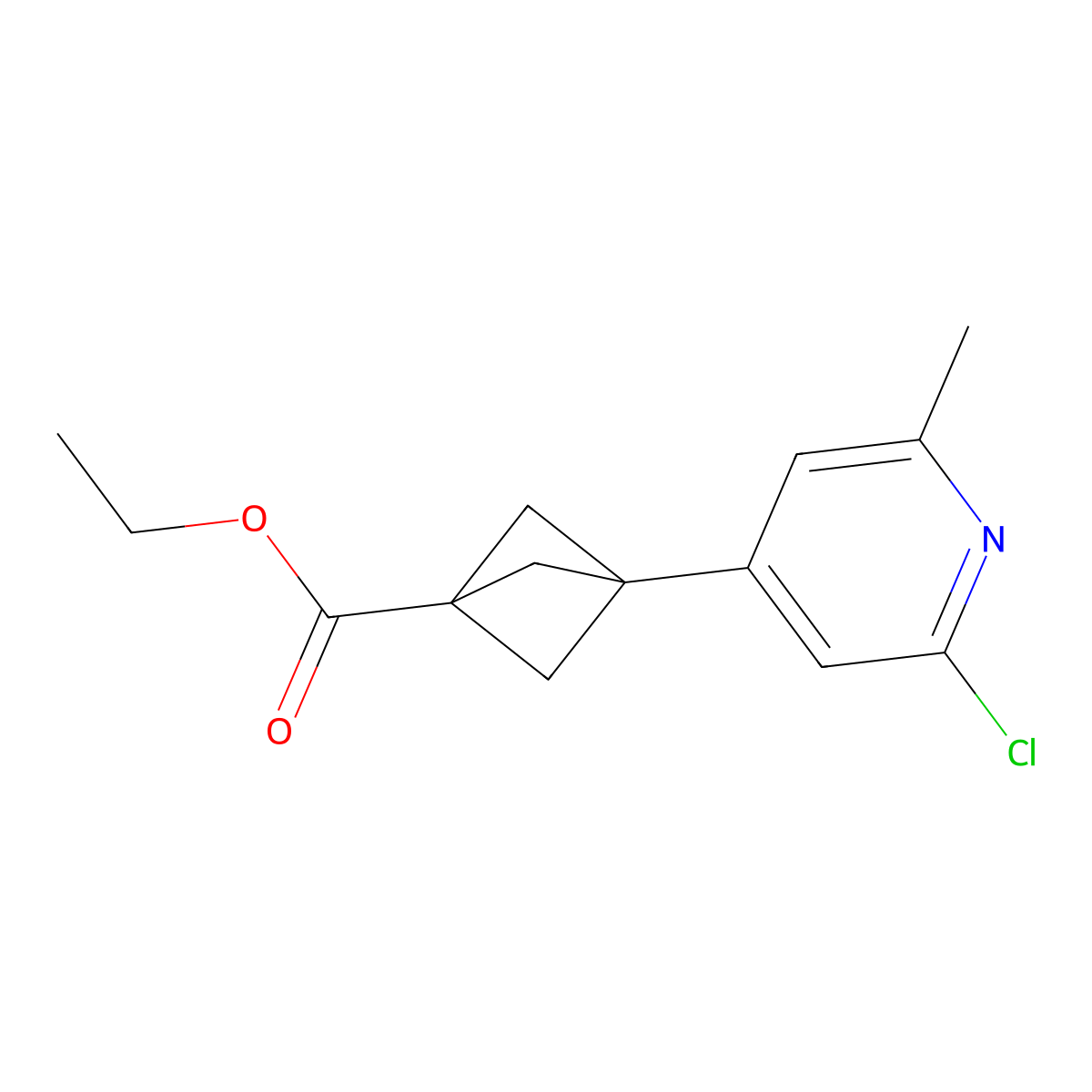 Ethyl 3-(2-chloro-6-methylpyridin-4-yl)bicyclo[1.1.1]pentane-1-carboxylate molecular structure, CAS 2198585-53-2
