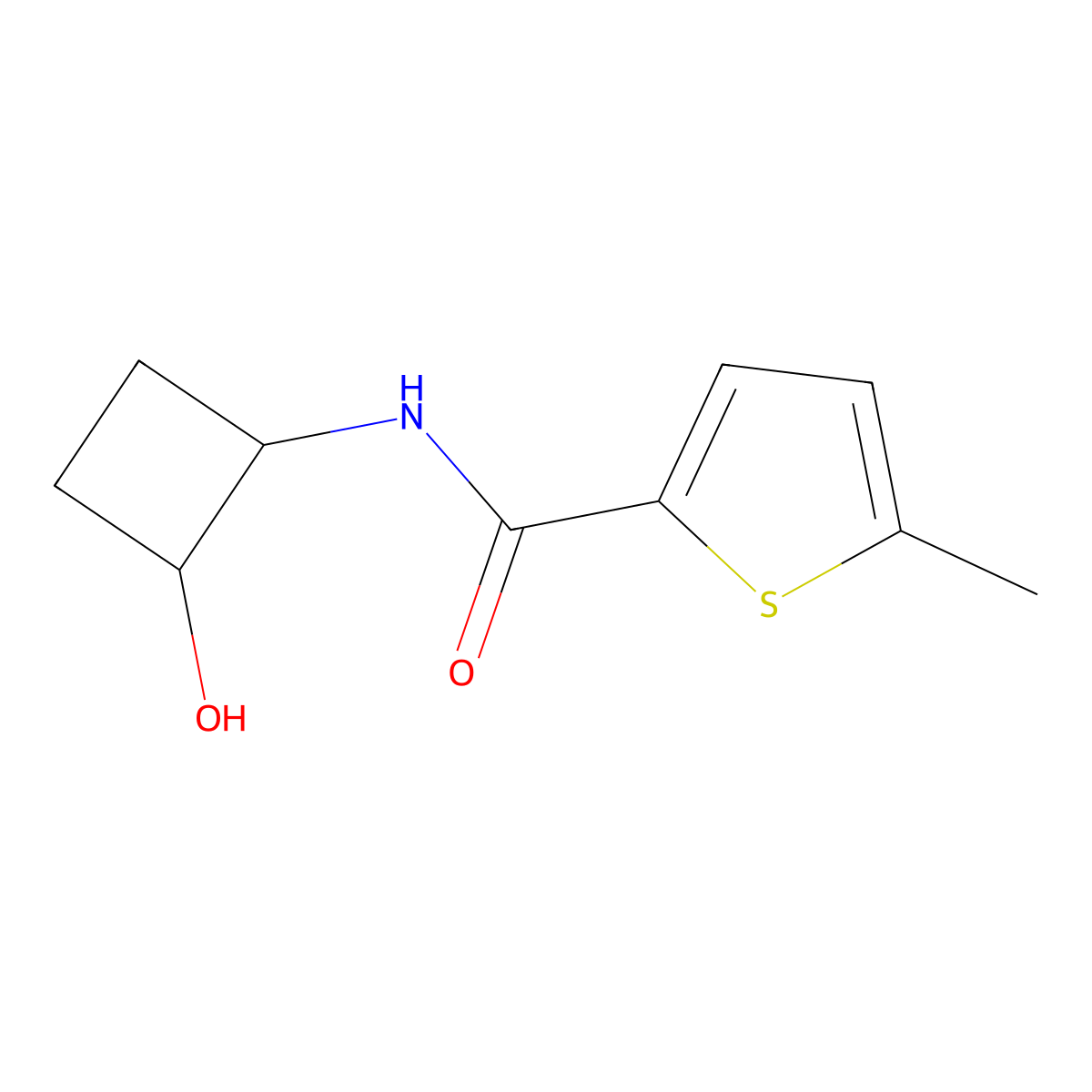 N-(2-hydroxycyclobutyl)-5-methylthiophene-2-carboxamide molecular structure, CAS 2198591-68-1