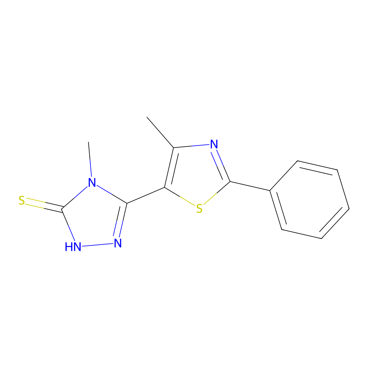 4-methyl-5-(4-methyl-2-phenyl-1,3-thiazol-5-yl)-4H-1,2,4-triazole-3-thiol molecular structure, CAS 219860-18-1