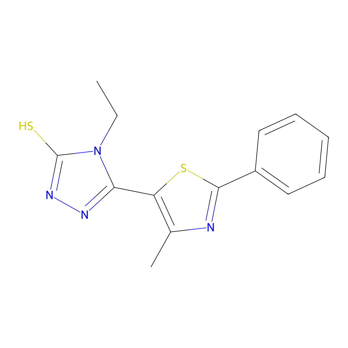 4-ethyl-5-(4-methyl-2-phenyl-1,3-thiazol-5-yl)-4H-1,2,4-triazol-3-ylhydrosulfide molecular structure, CAS 219860-19-2