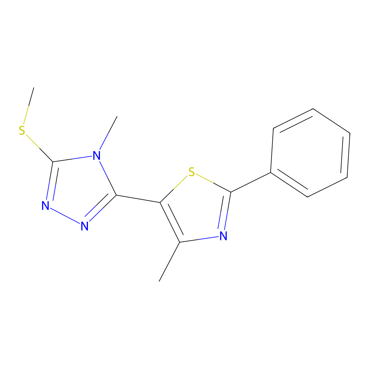 4-methyl-3-(4-methyl-2-phenyl-1,3-thiazol-5-yl)-5-(methylsulfanyl)-4H-1,2,4-triazole molecular structure, CAS 219860-30-7