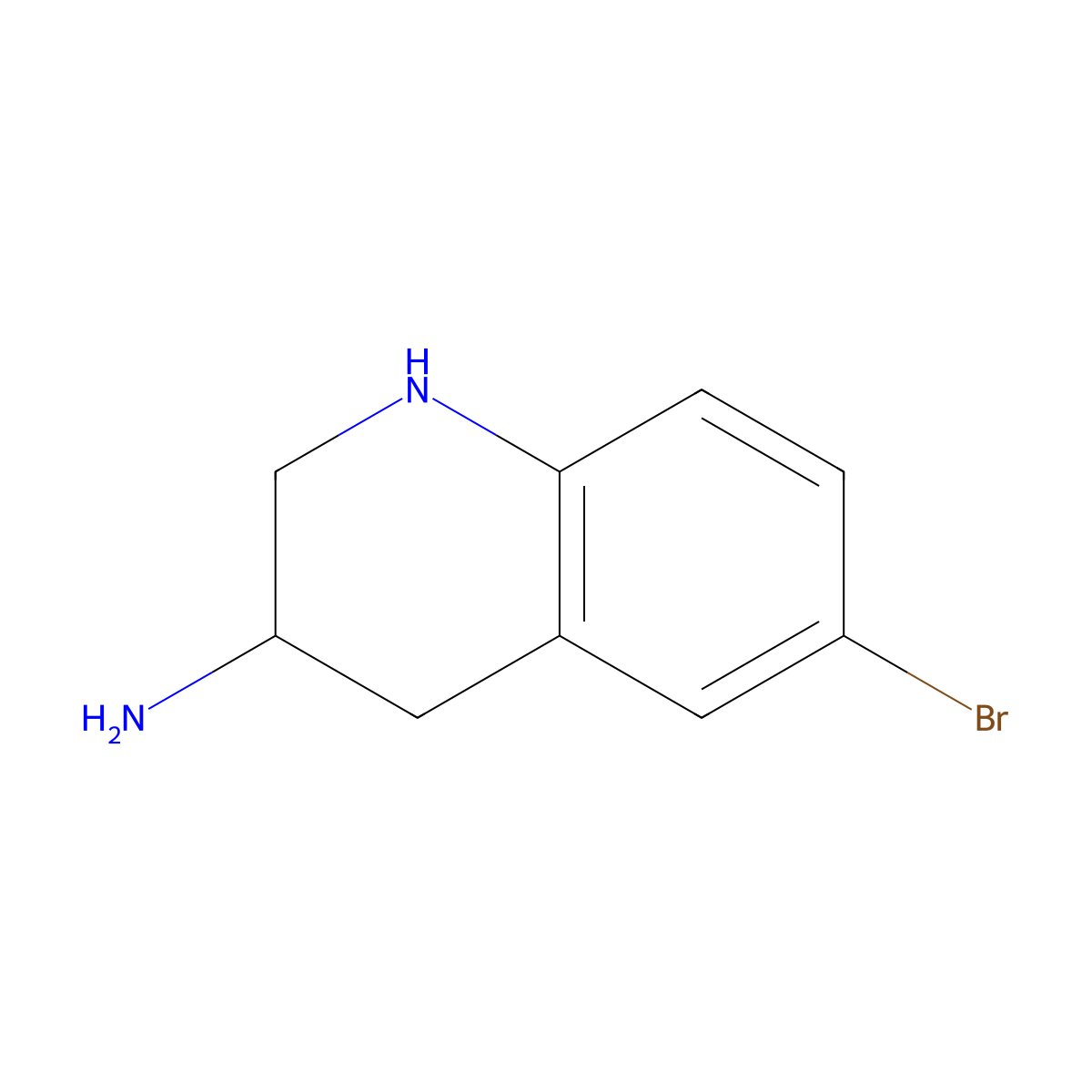 6-Bromo-1,2,3,4-tetrahydro-3-quinolinamine molecular structure, CAS 219862-25-6