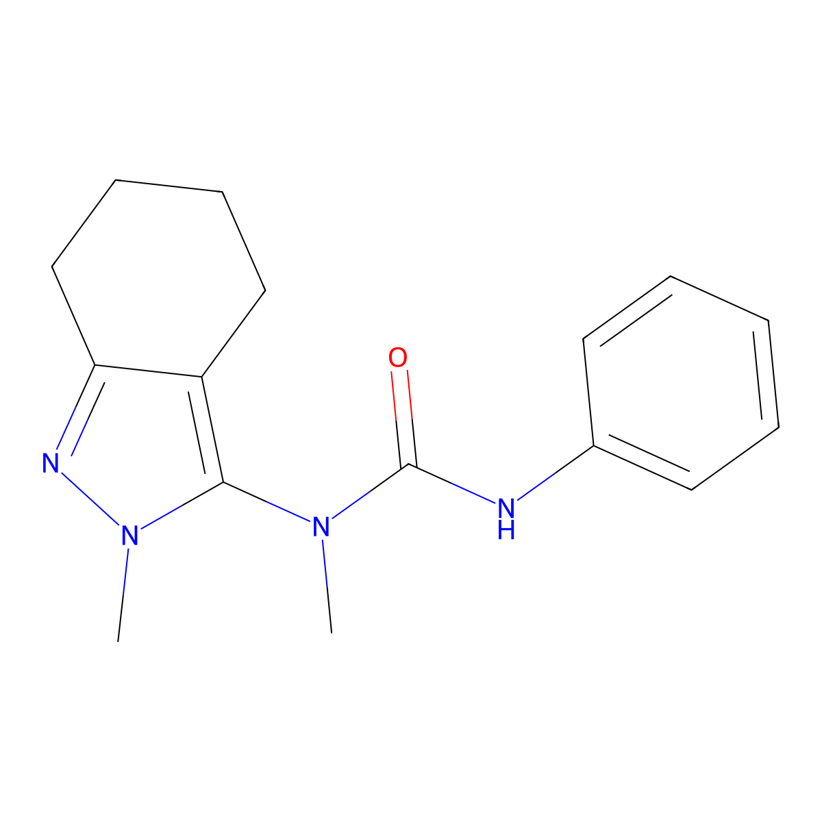N-methyl-N-(2-methyl-4,5,6,7-tetrahydro-2H-indazol-3-yl)-N'-phenylurea molecular structure, CAS 219865-28-8