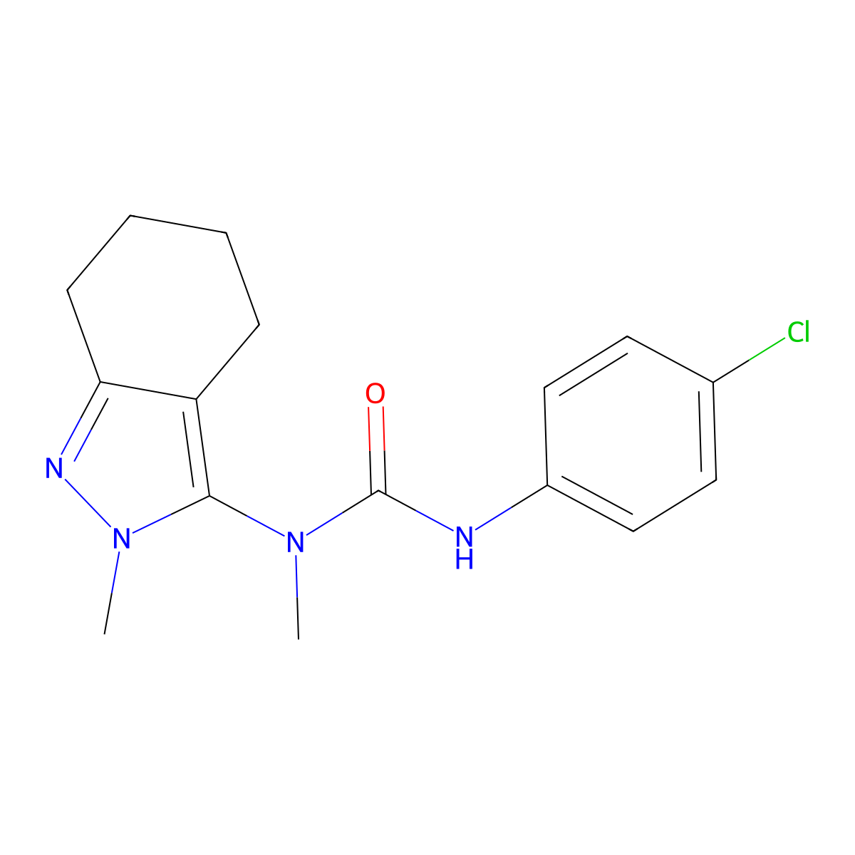 N'-(4-chlorophenyl)-N-methyl-N-(2-methyl-4,5,6,7-tetrahydro-2H-indazol-3-yl)urea molecular structure, CAS 219865-31-3