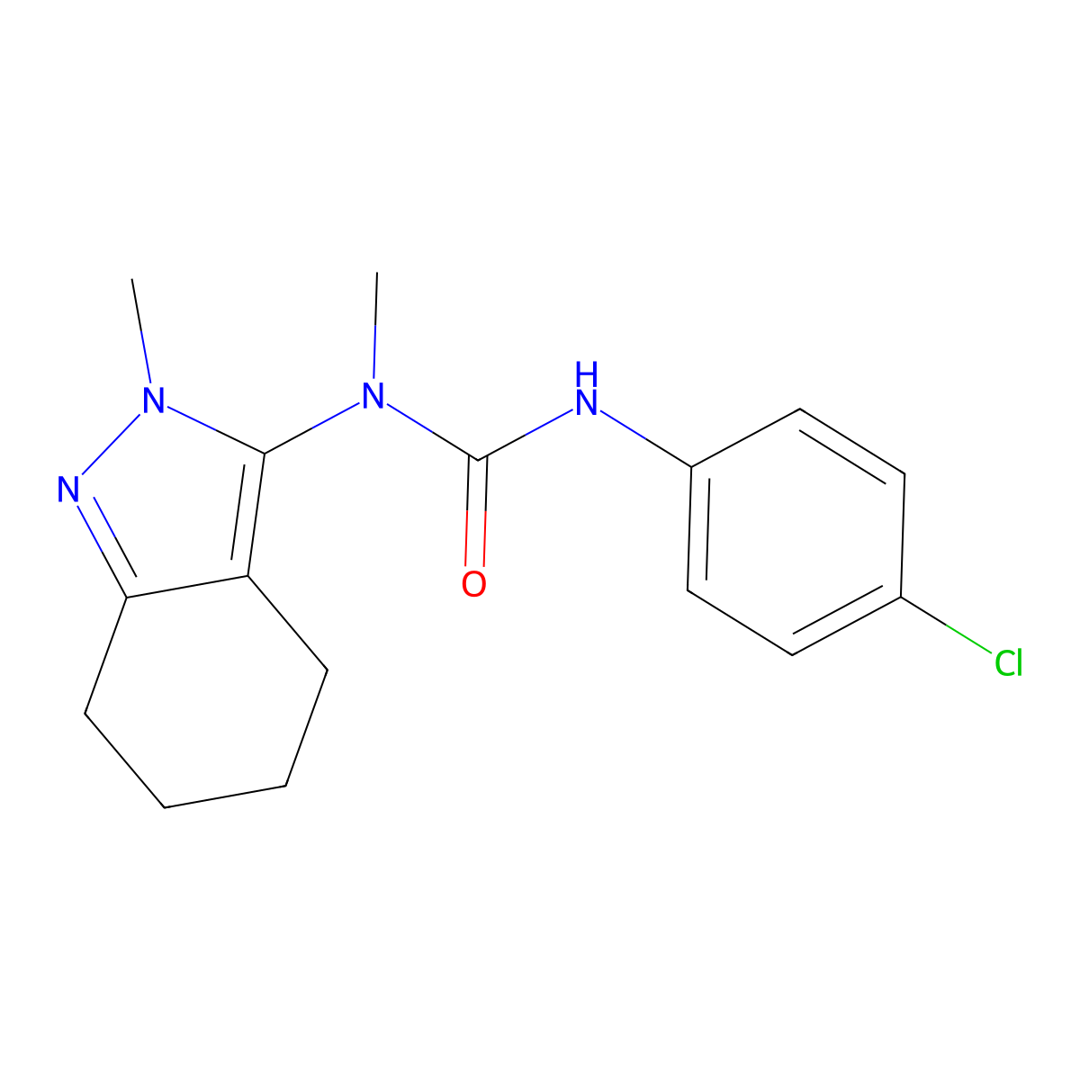 N'-(4-chlorophenyl)-N-methyl-N-(2-methyl-4,5,6,7-tetrahydro-2H-indazol-3-yl)urea molecular structure, CAS 219865-31-3